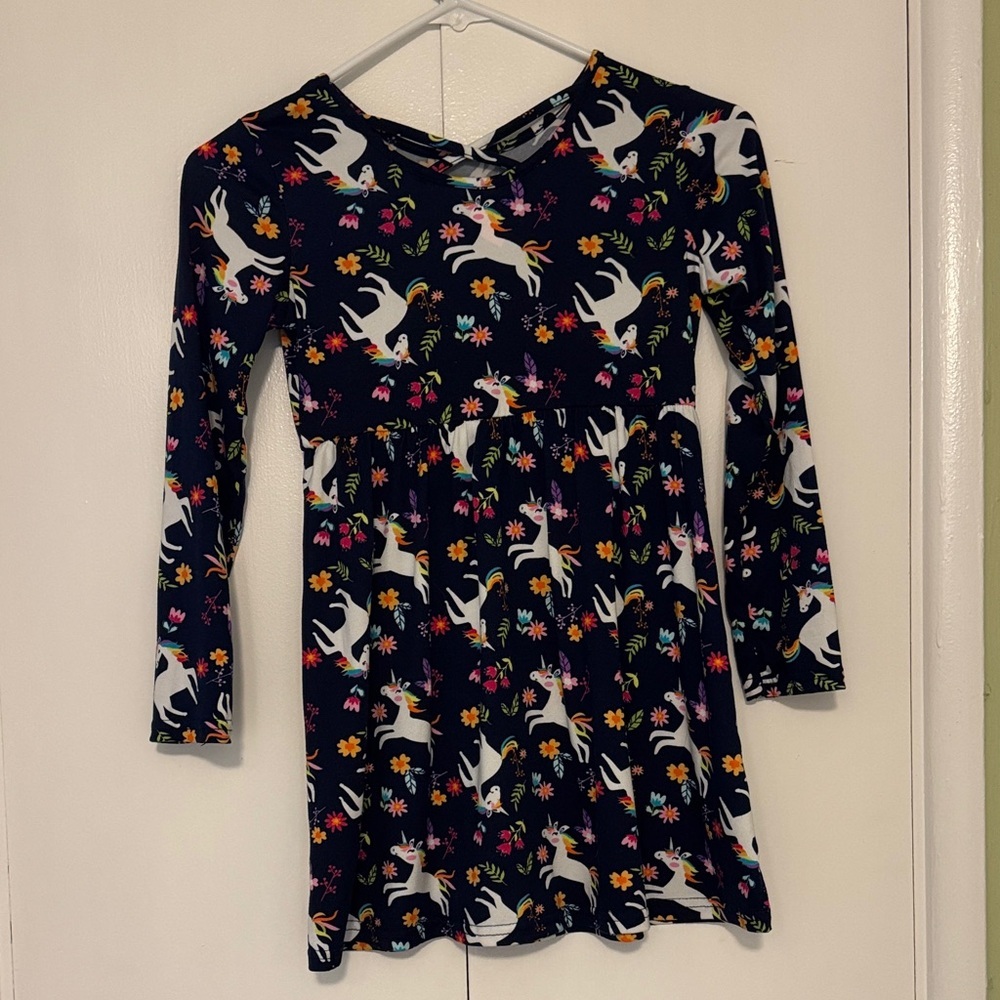 Freestyle Navy Unicorn and Floral Kids Dress - Picture 3 of 4